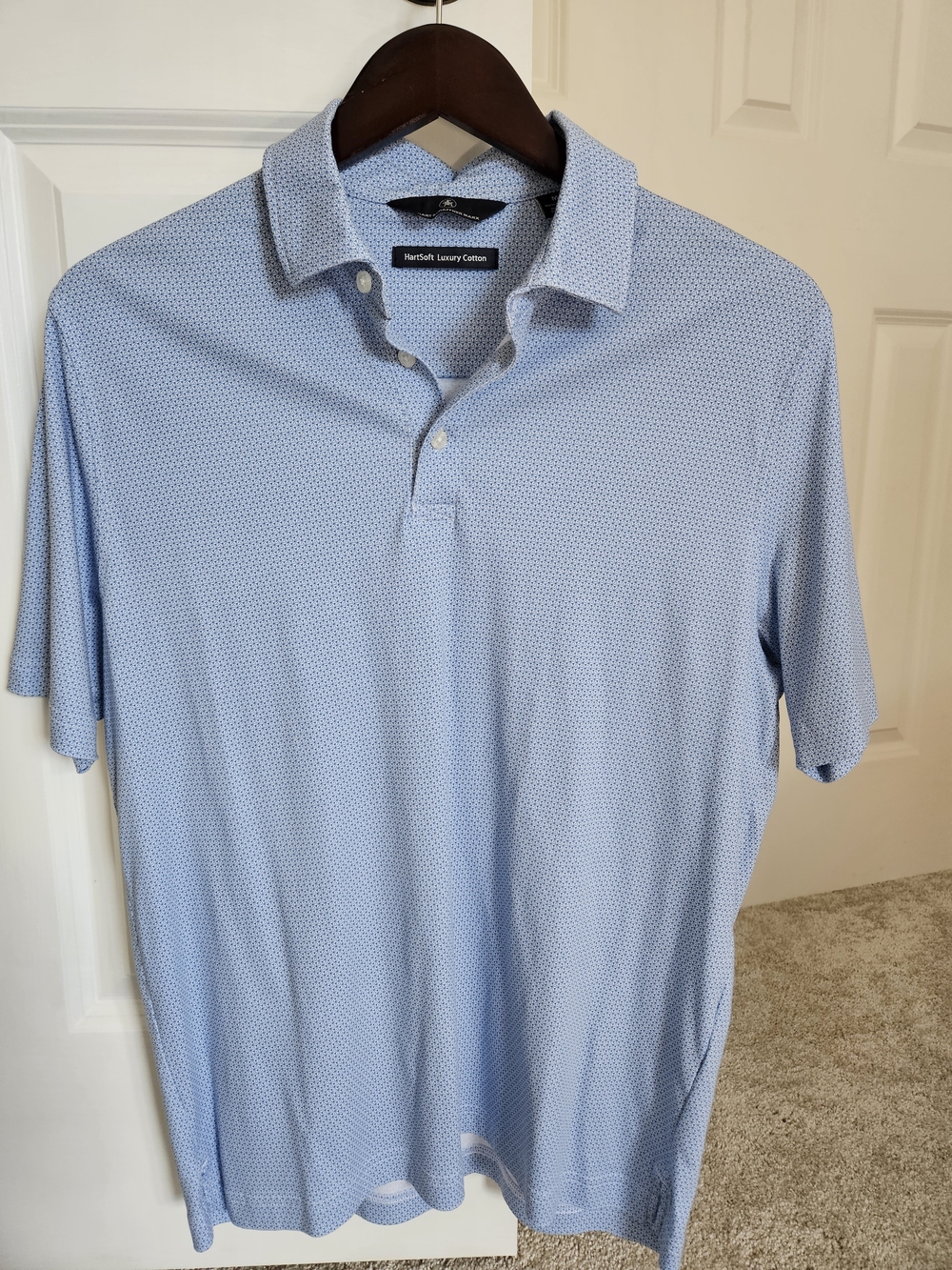 Hart Schaffner Marx Light Blue Micro-Pattern Polo